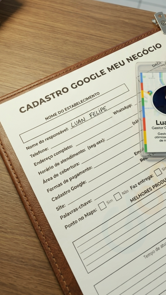 Ficha de cadastro Google Meu Negócio utilizada nos atendimentos presenciais em Santa Cruz/RN