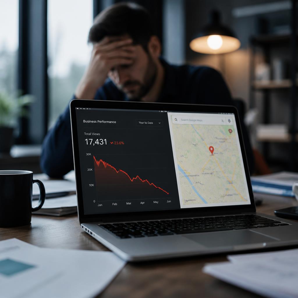Gráfico em queda em notebook — erros no Google Maps — Luan Felipe Pro